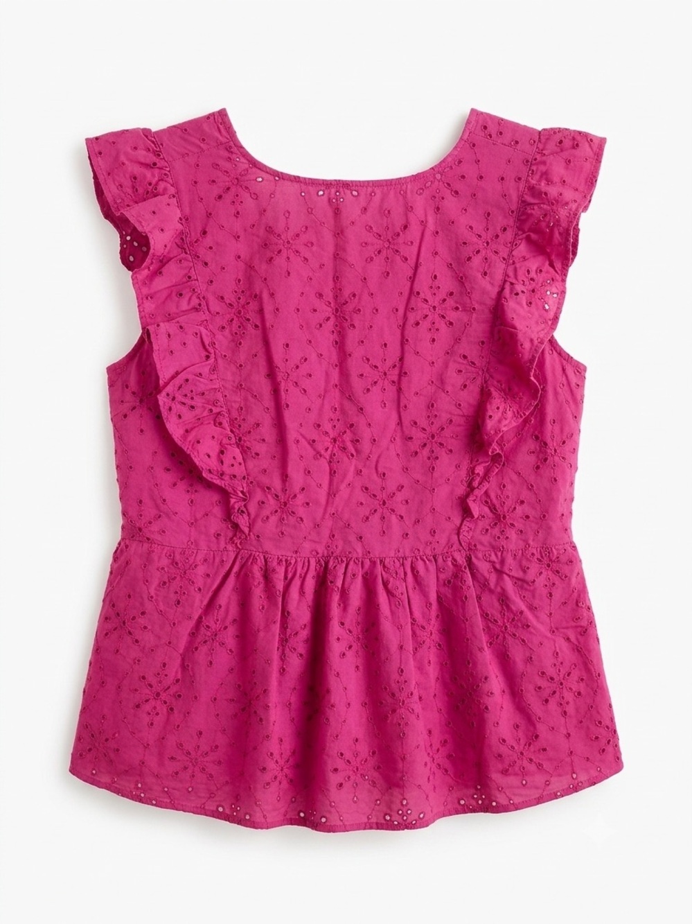 LOFT Magenta Eyelet Peplum Ruffle V-Neck Tank - Picture 2 of 5